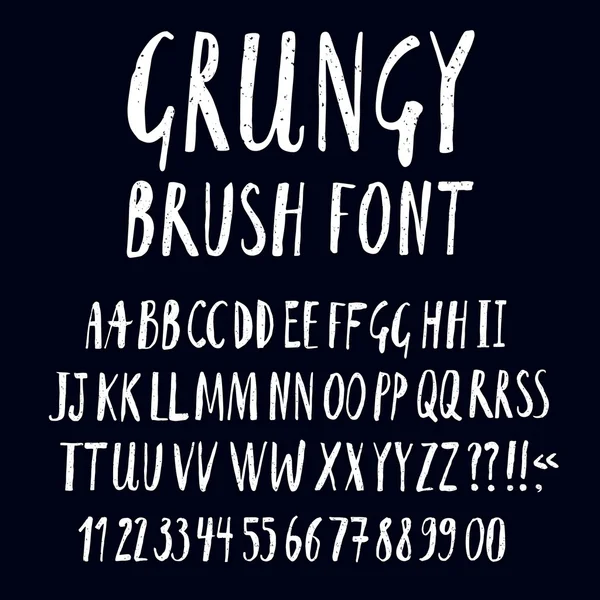 Brush hand drawn textured vector font — Stock Vector