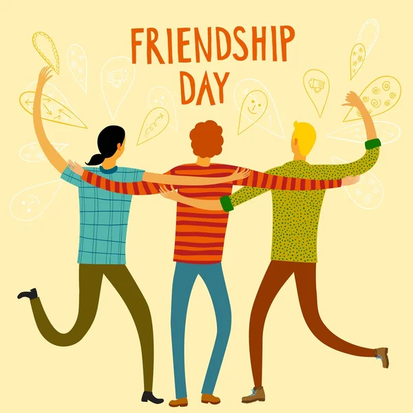 Happy friends enjoying Friendship Day — Stock Vector