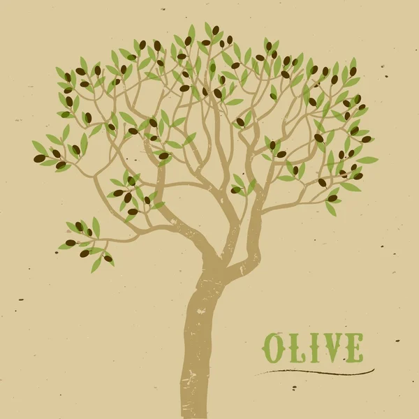 Olive arbre sur papier fond logo — Image vectorielle