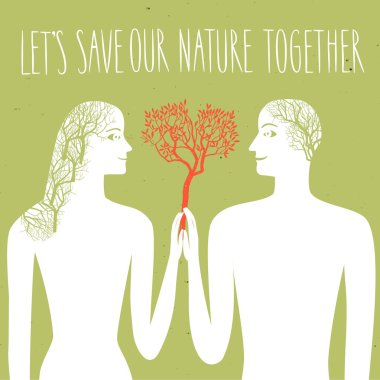 Human and nature ecological illustration vector Human and nature ecological illustration vector