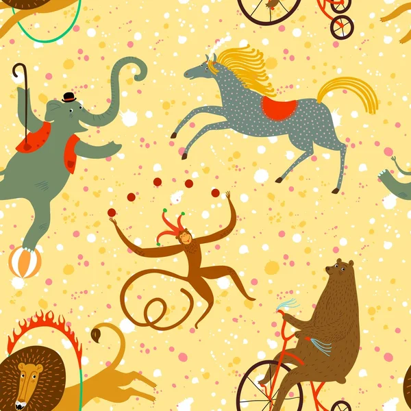 Circus animals cartoon background — Stockový vektor