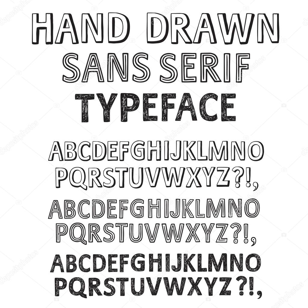 Hand drawn vector fonts set