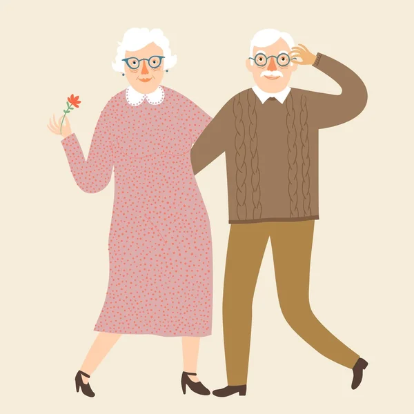 Felices abuelos juntos — Vector de stock