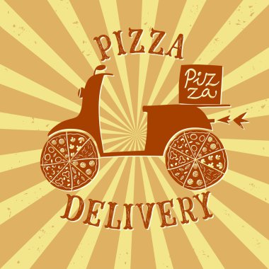 Pizza ile el çekilmiş scooter