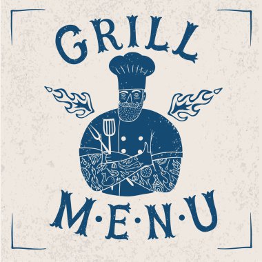 El çekilmiş migty Şef Restoran logolu