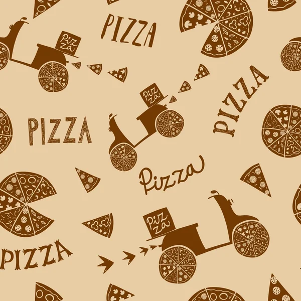 Ручной рисунок пиццы бесшовный фон — стоковый вектор