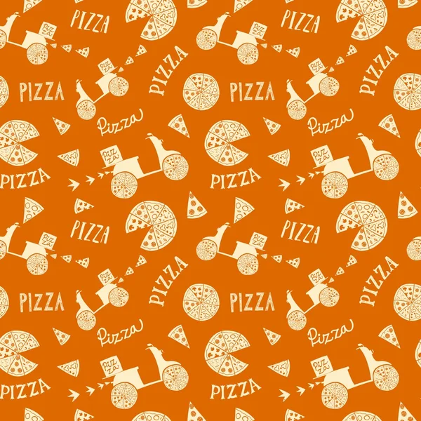 Pizza dibujada a mano sin costura de fondo — Vector de stock