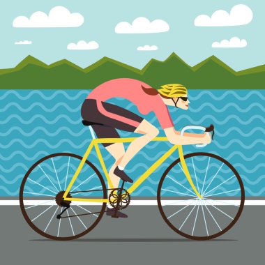 Fast woman racing cyclist