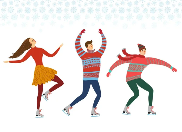 Cartoon ice skaters  illustration — Διανυσματικό Αρχείο