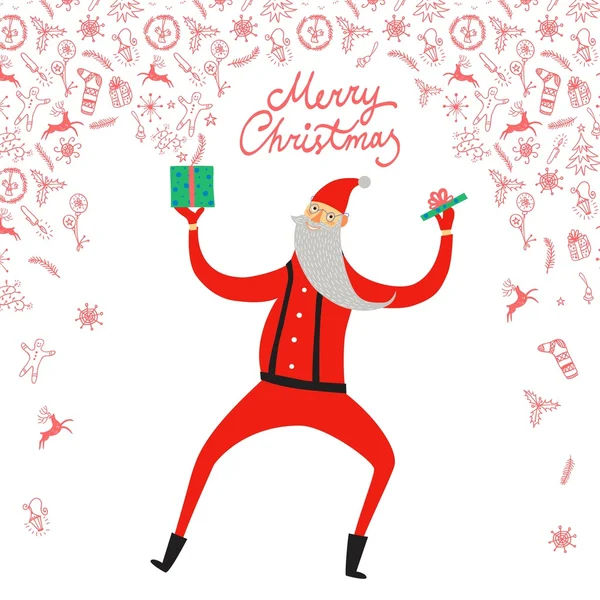 Dancing Santa Claus  illustration — Stock vektor