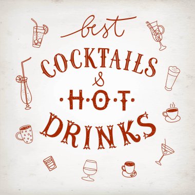 Siyah arkaplanda sıcak içecek kaligrafisi