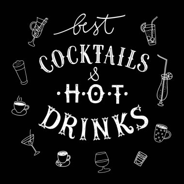 Siyah arkaplanda sıcak içecek kaligrafisi
