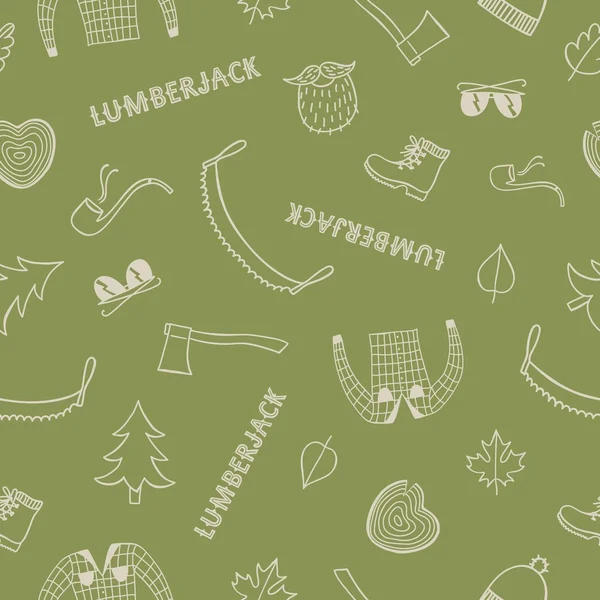 Lumberjack sem costura doodle fundo — Vetor de Stock