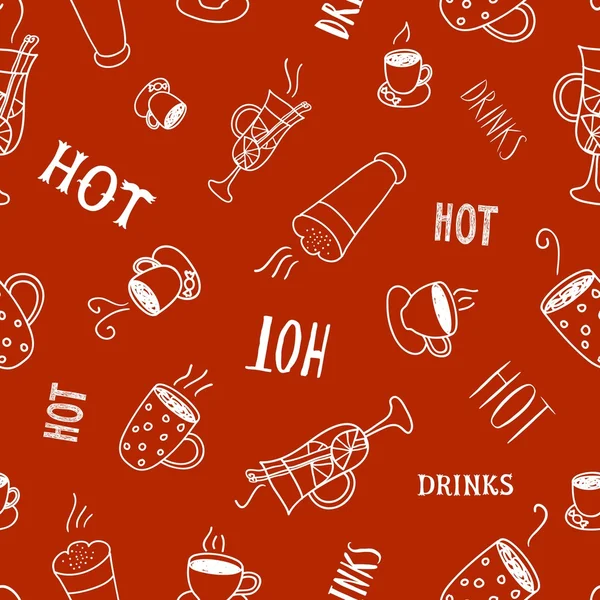 Warme drankjes en cocktails naadloze patroon — Stockvector