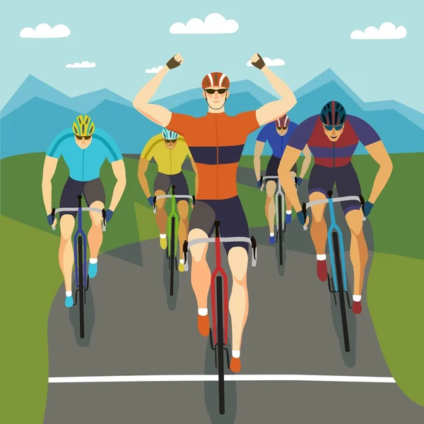 Fast racing cyclists set — Stock Vector