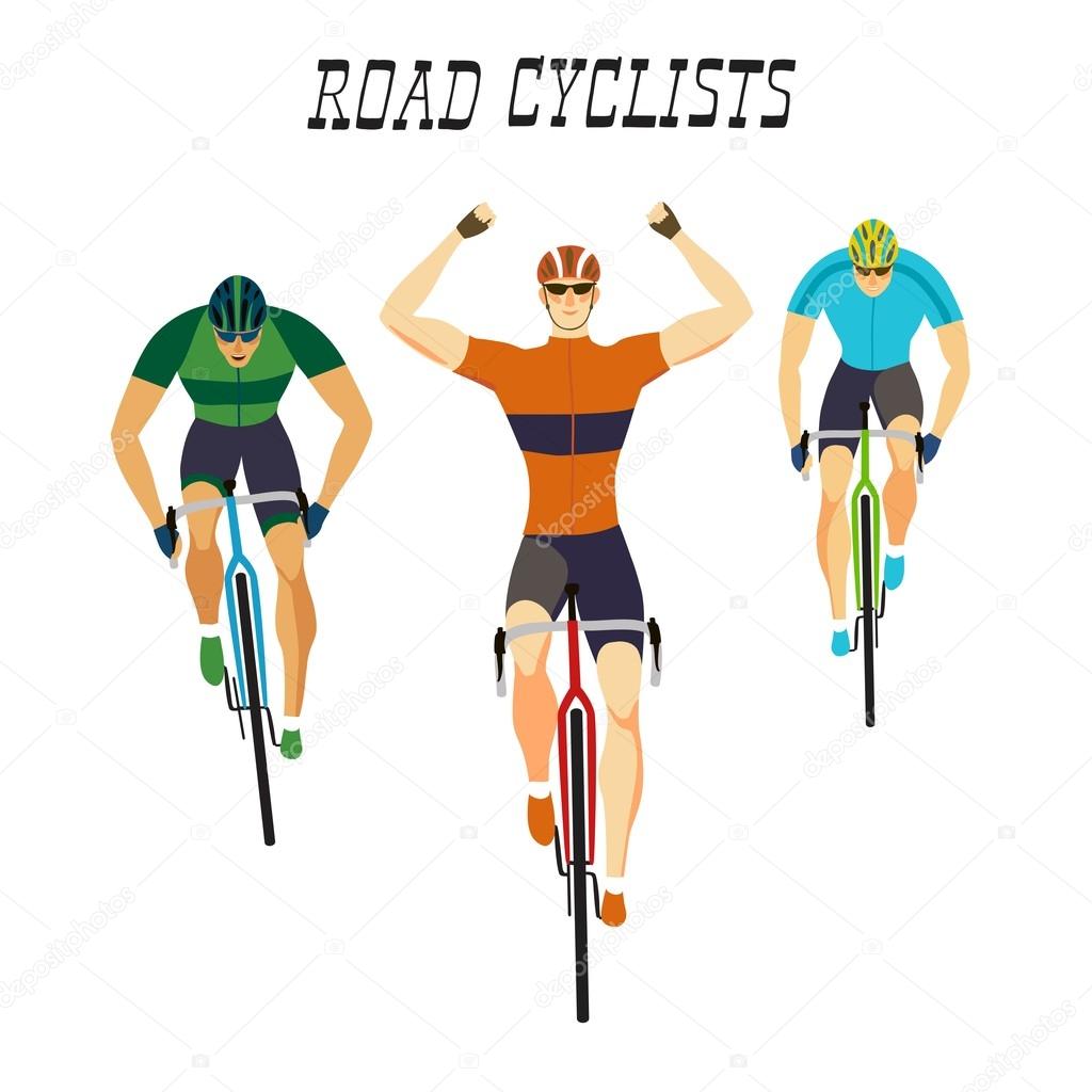 Fast racing cyclists set