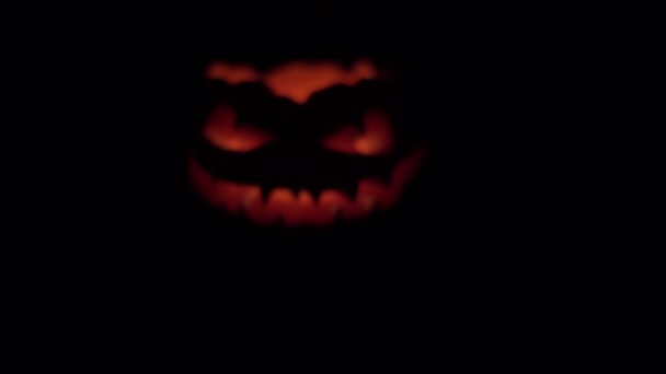 Straszna Dynia Wylatuje Ciemności Halloween Wkrótce Nadejdzie — Wideo stockowe