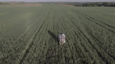 Yeşil bir tarlanın ortasında dua eden bir Yahudi askeri. O tefillin ve tallit giyiyor. İnsansız hava aracı onun üzerine yükseliyor.