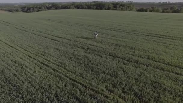 Young Man Israeli Military Uniform Prays Middle Green Field Wearing — Stock Video