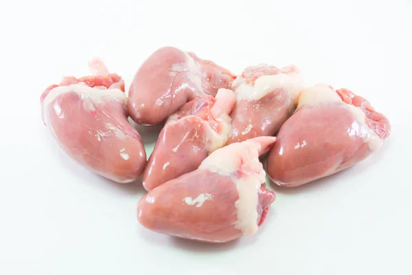 Chicken heart Cooking ingredients on isolated white background — Stock Photo, Image