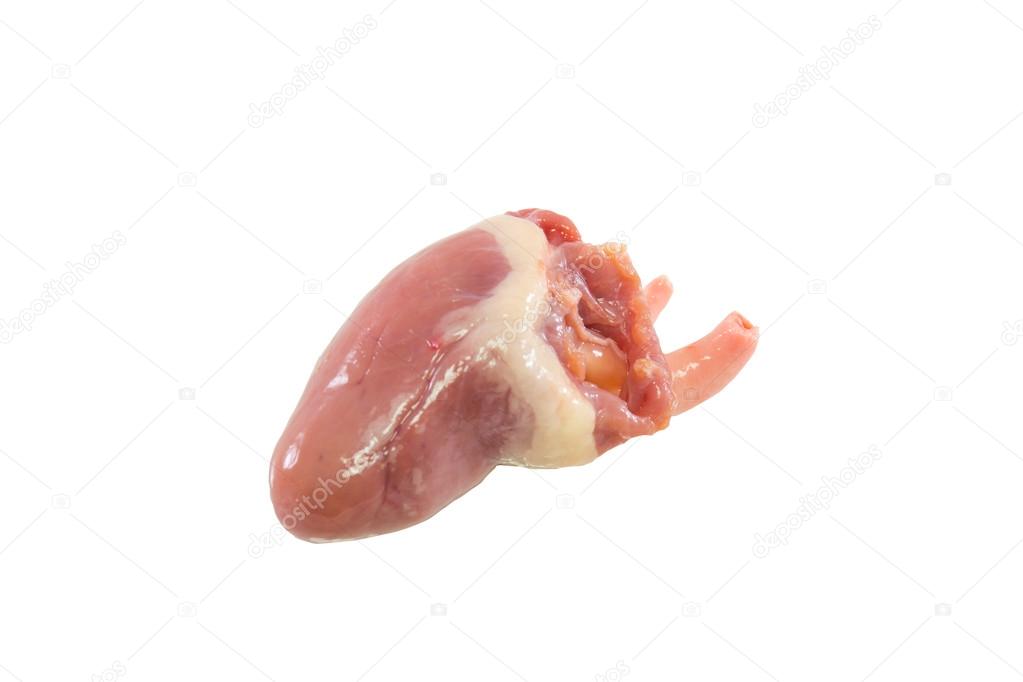 chicken heart Cooking ingredients on isolated white background w