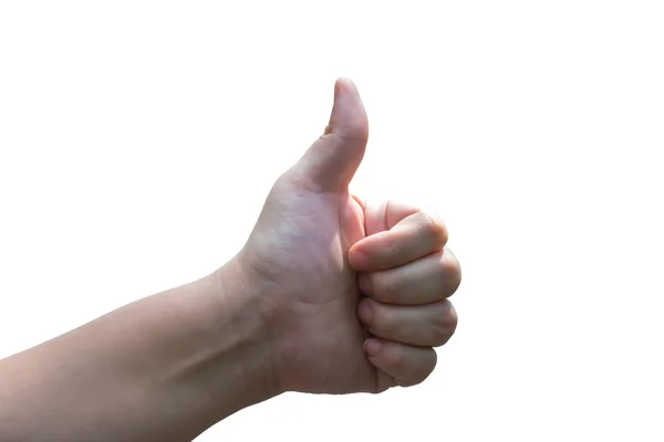 Plump body women hand showing thumb up, isolated white backgroun — Stock Photo, Image