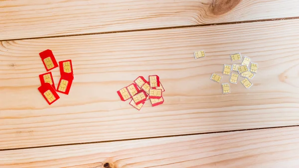 stock image SIM cards of different form factor (standard, micro, nano)