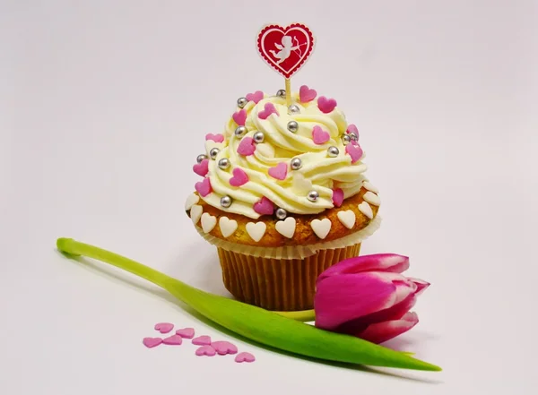 Cupcake voor Valentijnsdag — Stockfoto