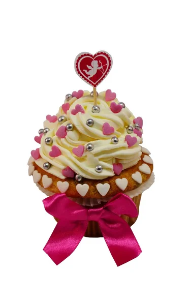 Cupcake voor Valentijnsdag Rechtenvrije Stockafbeeldingen