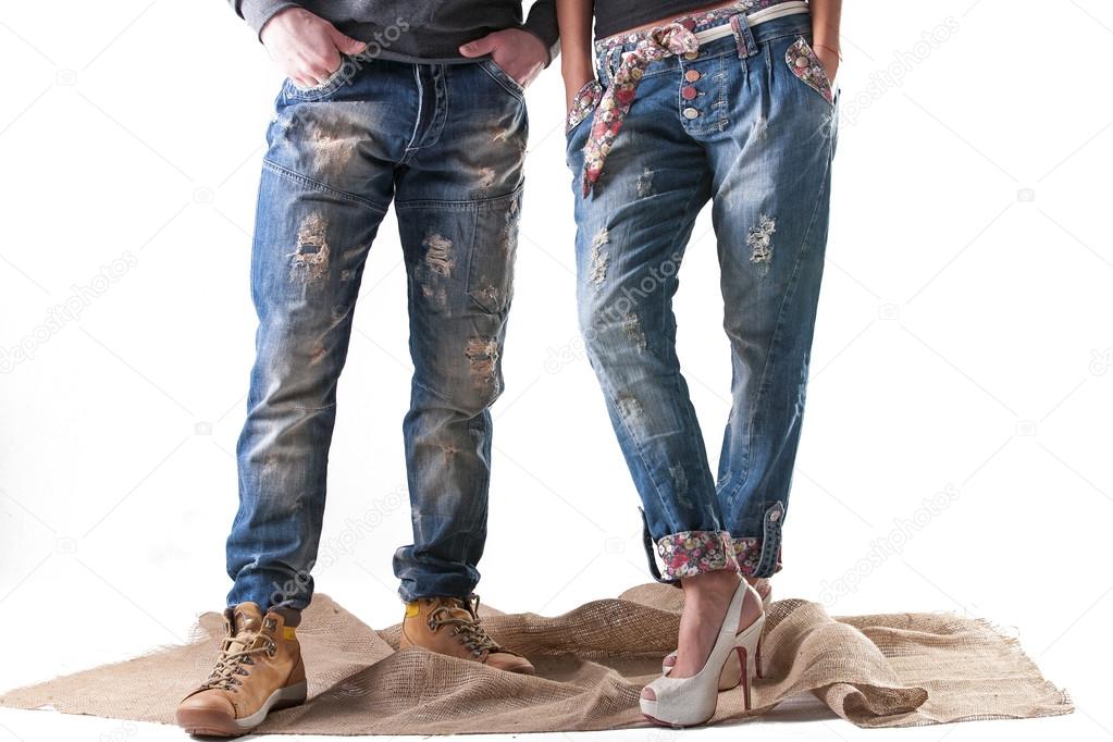 Male and female fashion jeans