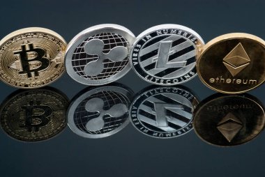 Bitcon ethereum dalgalanması litekoin dijital kripto para birimleri siyah üzerine yansımalar