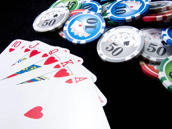 Poker Spłuczki Wiele Żetonów Czarny — Zdjęcie stockowe
