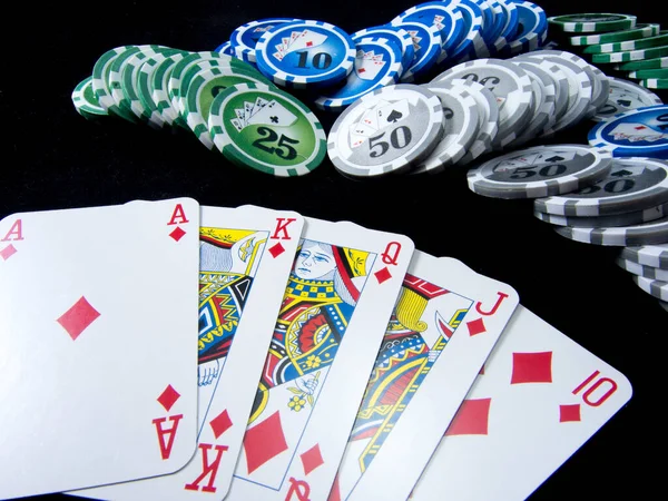 Poker Spłuczki Wiele Żetonów Czarny — Zdjęcie stockowe