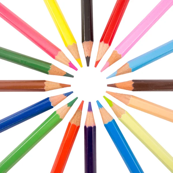 Slim crayons radial arrangement — Stock Photo, Image