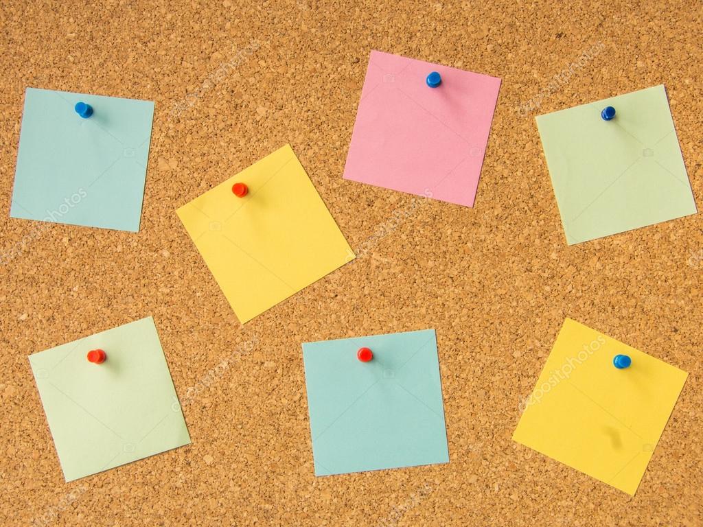 Cork board seven pinned post it files Stock Photo by ©pfongabe33 77014377