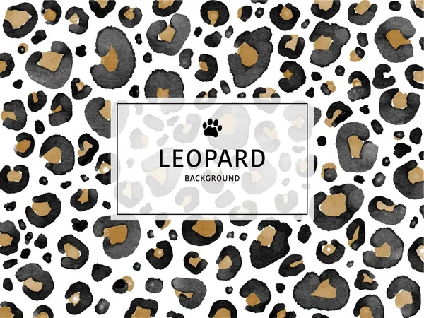 Abstrakt Minimalistisk Akvarell Bakgrund Med Vektor Illustration Handritad Päls Leopard — Stock vektor