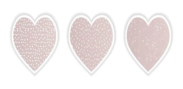 Resumen Vector Rosa Corazón Conjunto Con Lindos Patrones Sobre Fondo — Vector de stock