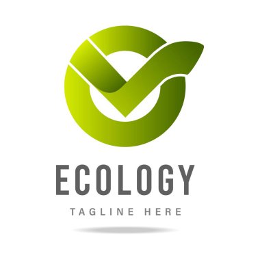 Yeşil çemberde V harfi alfabesi olan soyut logo şablonu, çevre dostluğunu simgeleyen şirket, ikon ekolojik biyoloji teknolojileri, vegan ürün gıdası ve sağlık bakım kozmetiği imzalama. Vektör.