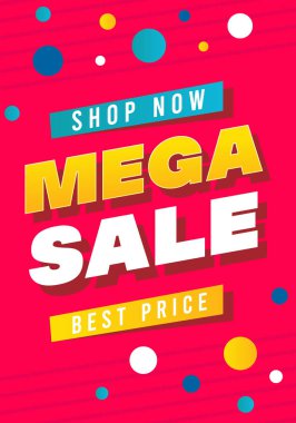 Süper satış büyük özel teklif konsepti dikey afiş şablon tasarımı. Tasarım şablonu indirimli soyut tanıtım düzeni. Mega satış vektör çizimi. Hemen şimdi. Modern parlak el ilanı..