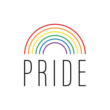 Azınlık bayraklı gurur ayı 2021 logo kartı. Banner Love aşktır. Gökkuşağı Gurur sembolü kalp, LGBT, cinsel azınlıklar, geyler ve lezbiyenler. Tasarımcı işareti, logo, simge: arkaplanda renkli gökkuşağı. Vektör