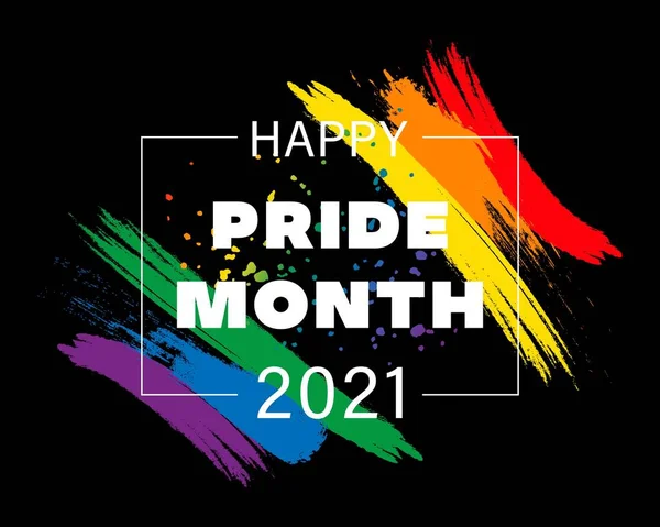 Azınlık bayraklı gurur ayı 2021 logo kartı. Banner Love aşktır. Gökkuşağı Gurur sembolü kalp, LGBT, cinsel azınlıklar, geyler ve lezbiyenler. Tasarımcı işareti, logo, simge: arkaplanda renkli gökkuşağı. Vektör