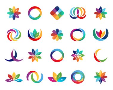 Soyut şekil logo tasarım şablonu. Renk vektörü. Yaratıcı fikir kavramı, simge, işaret, sembol, iş için kimlik, bilim, teknoloji, eğitim, inşaat, ekipman, baskı.