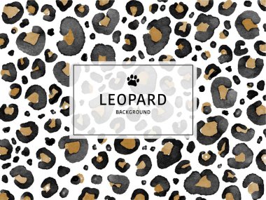 Özet minimalist suluboya arkaplan vektör illüstrasyon eli ile çerçeve olarak kürk leoparı çizdi. Vahşi doğa ve hayvan yünü deseni. Tasarım kapakları, tekstil baskısı, sosyal medya sayfası