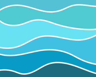 Deniz dalgalarının, okyanusun, nehrin ya da suyun dalga desenli vektör görüntüsüne sahip soyut mavi arkaplan. Deniz tasarımı teması. Mavi bir gradyanı olan pürüzsüz dalgalı çizgilerin deseni. Kumaş üzerine duvar kağıdı ve baskı çizimi