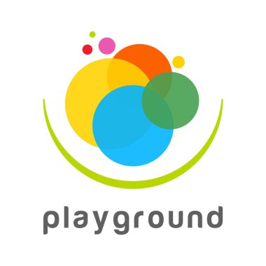 Renkli dairelerden gelen suluboya çocuk logosu. Gökkuşağı çocuk bölgesi ikonu, çocuk giyim mağazası tabelası, oyuncakçı sembolü, çocuk kulübü logosu, anaokulu logosu tasarımı.