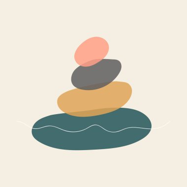 Taşlardan oluşan soyut vektör logosu. İkon sağlığı ve spa. Yaratıcı minimalist el resimleri sağlık, spa ve Tayland masajı için. Sembollü doğal taşlı şablon logosu tasarla.