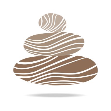 Taşlardan oluşan soyut vektör logosu. İkon sağlığı ve spa. Yaratıcı minimalist el resimleri sağlık, spa ve Tayland masajı için. Sembollü doğal taşlı şablon logosu tasarla.