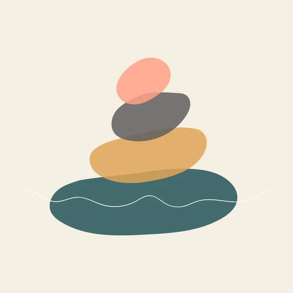 Taşlardan oluşan soyut vektör logosu. İkon sağlığı ve spa. Yaratıcı minimalist el resimleri sağlık, spa ve Tayland masajı için. Sembollü doğal taşlı şablon logosu tasarla.