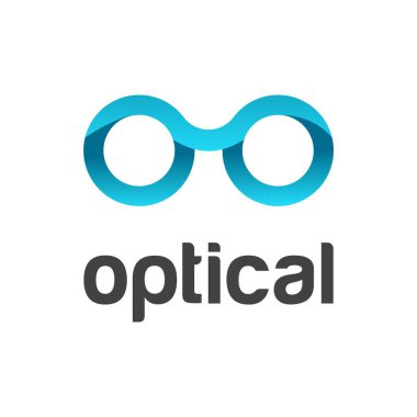 Soyut optik gözlük logosu. Çerçeve sanatı güneş gözlükleri, gözlük simgesi, görüş işareti vektör çizimi yaratıcı moda tasarımı