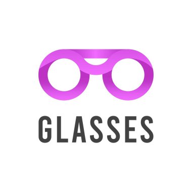 Soyut optik gözlük logosu. Çerçeve sanatı güneş gözlükleri, gözlük simgesi, görüş işareti vektör çizimi yaratıcı moda tasarımı